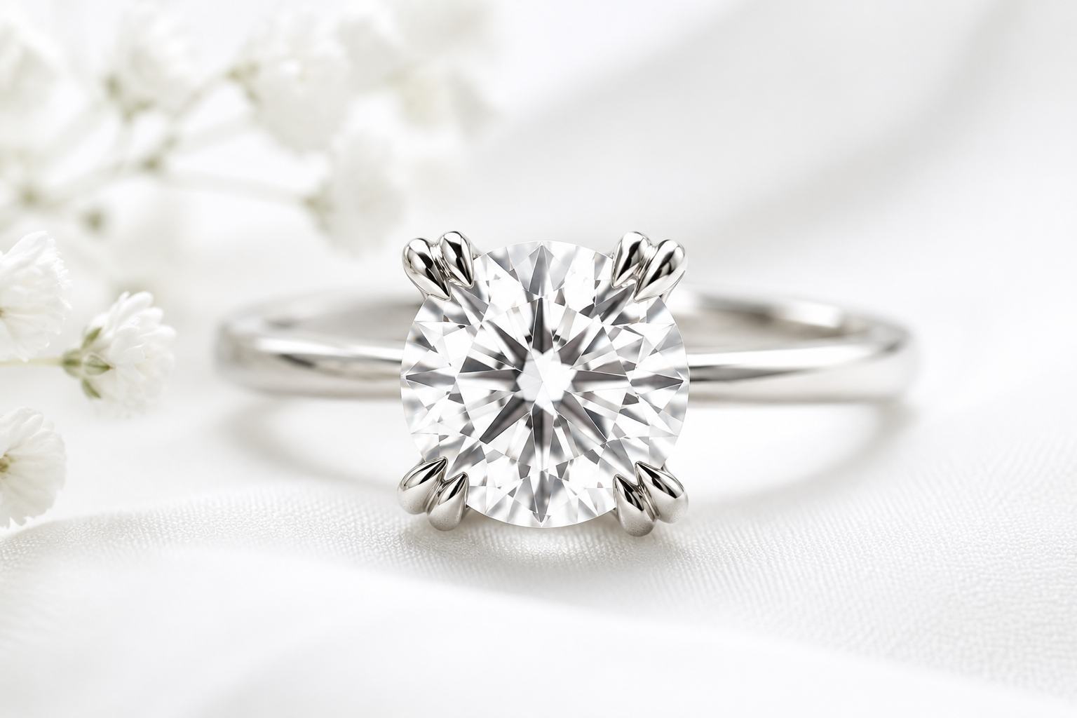 Claw prongs on a modern engagement ring