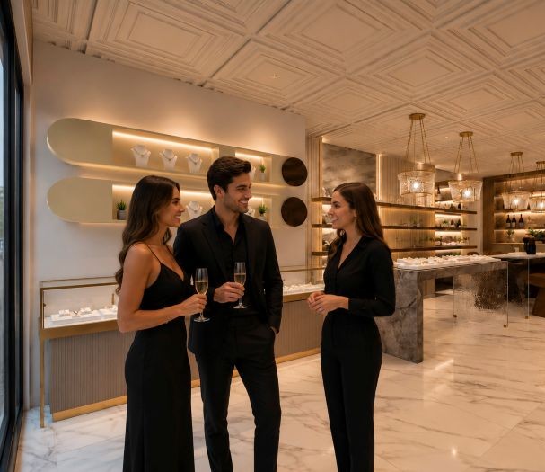 Private date-night engagement ring consultation at Diamond Consulate