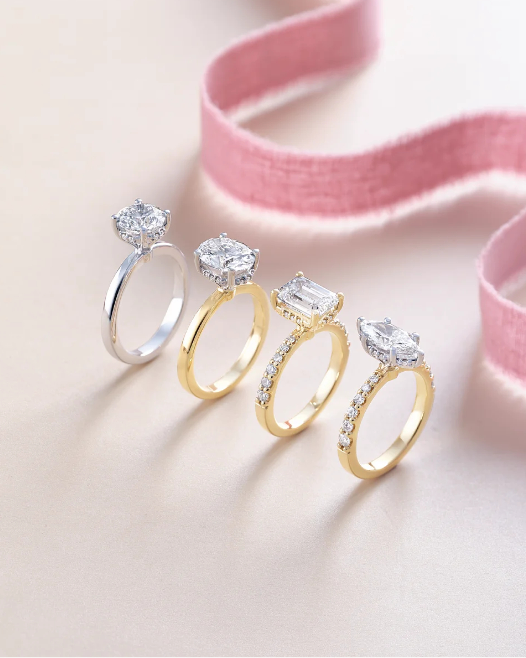 Hidden halo engagement rings